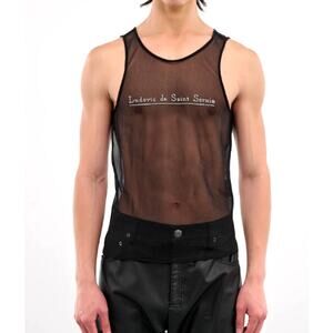 Ludovic De Saint Sernin Black Mesh Logo Tank Top Size XL